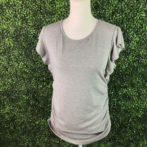 Gray ruffle cap sleeve maternity top NWT
